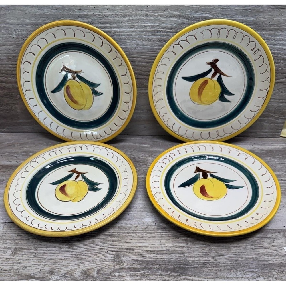 4 VTG 1960s Stangl Pottery FRUIT PEACH Redware Dessert or Bread & Butter Plates